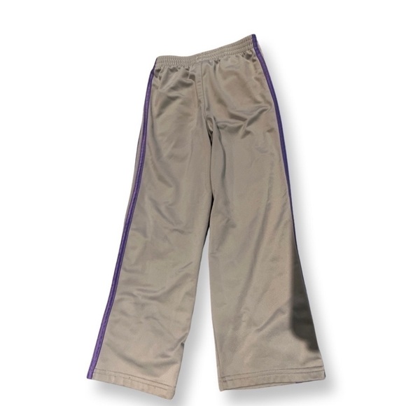 Adidas Girls work out athletic lounge pants grey gray with purple stripe 6X. - Picture 7 of 12